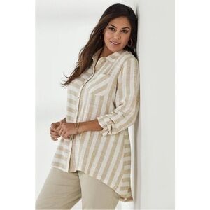 Soft Surroundings Camina linen blend shirt SIZE XS